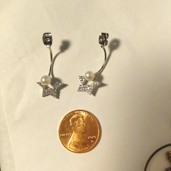 Crystal Pearl Silver Earring Backs (No Posts) - Picture 1 of 1